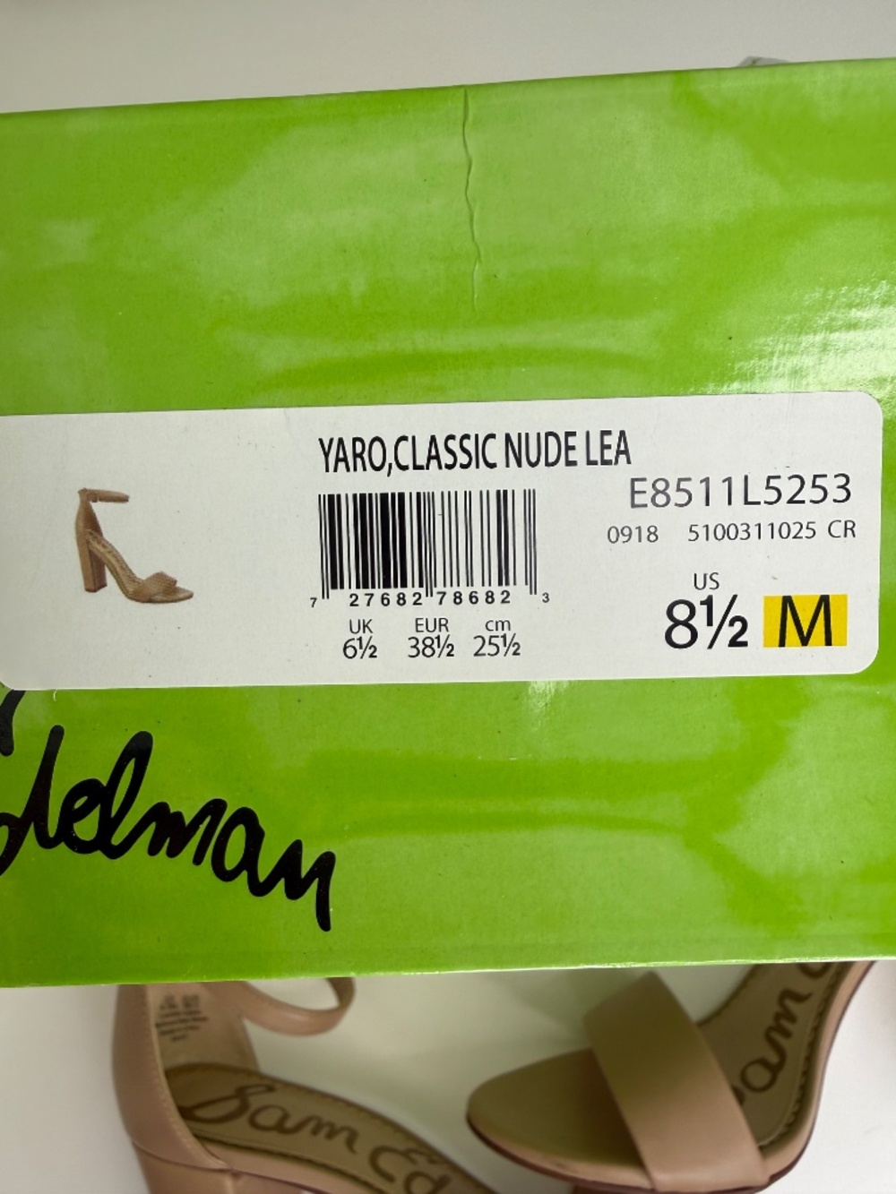 Sam Edelman Yaro High Heel Sandal - Block Heel Pump - Beige Leather - 8.5 - Picture 8 of 8